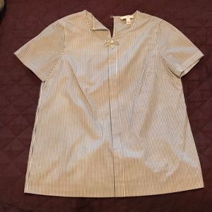 Pinstripe Short Sleeve Blouse